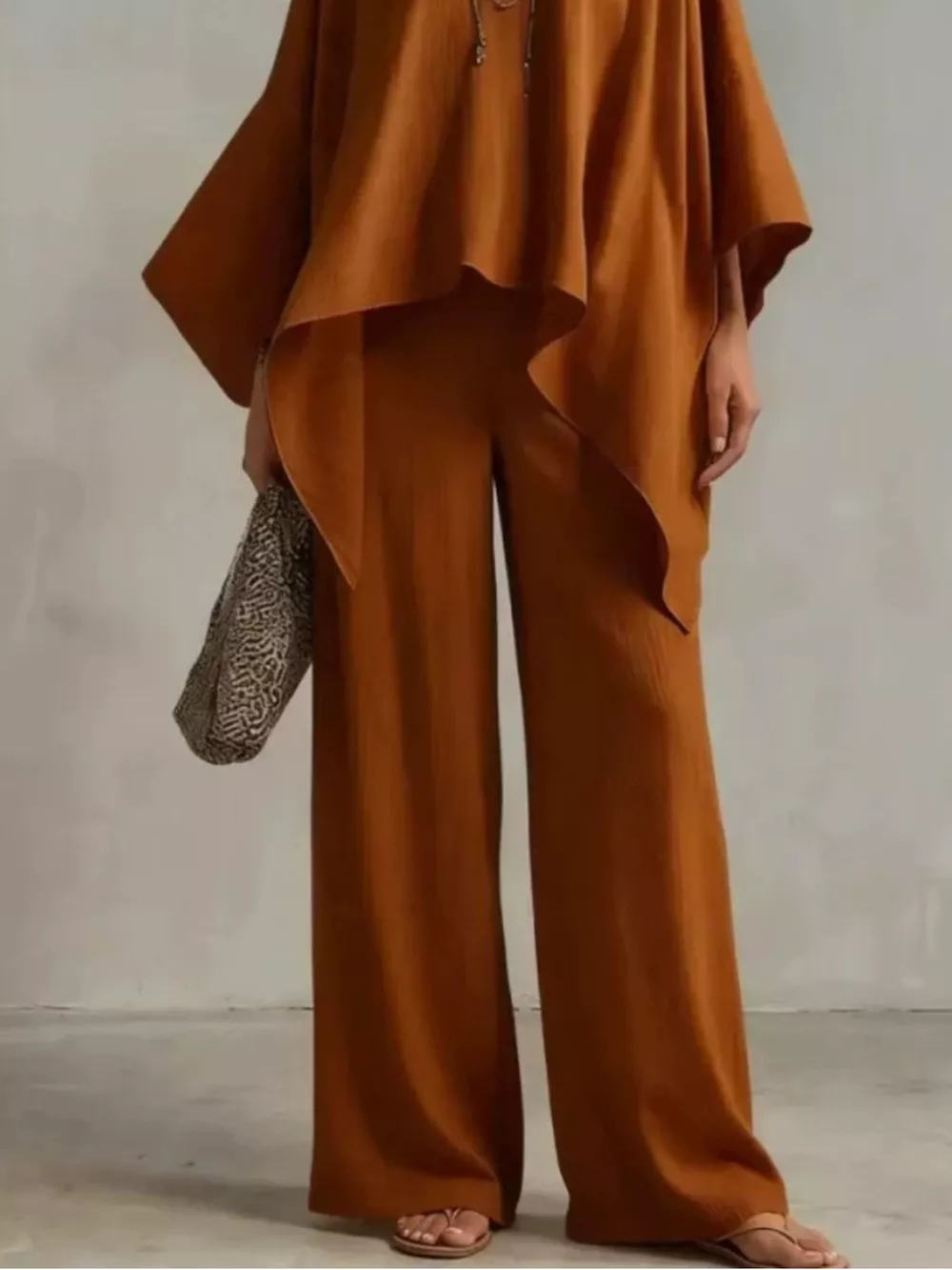 Loose Fit V-Neck Top and Pants Two-Piece Set, image 3