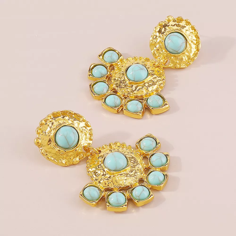 18K Gold-Plated Turquoise Dangle Earrings, image 4