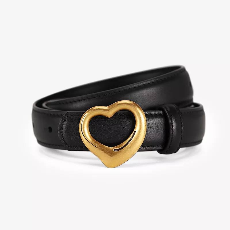 Heart Buckle Cowhide Leather Belt