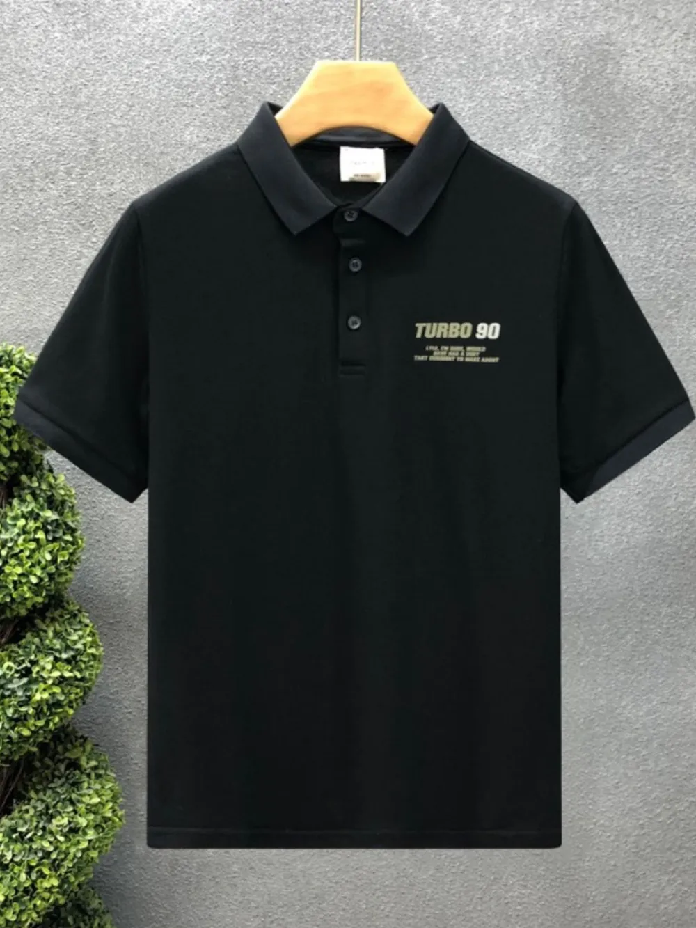 Men's Plus Size Letter Graphic Short Sleeve Polo, image 2