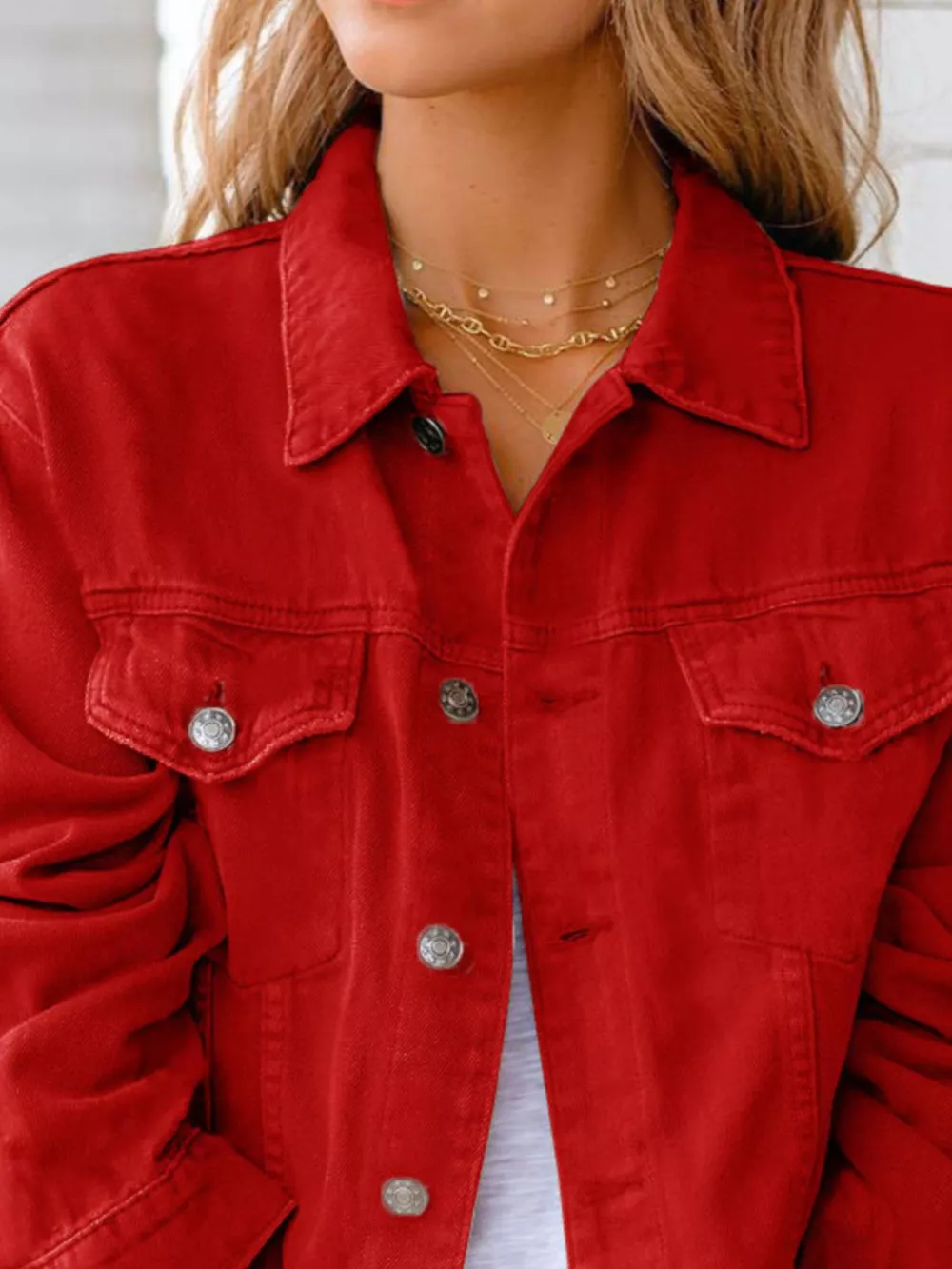 Button Up Long Sleeve Denim Jacket, image 13