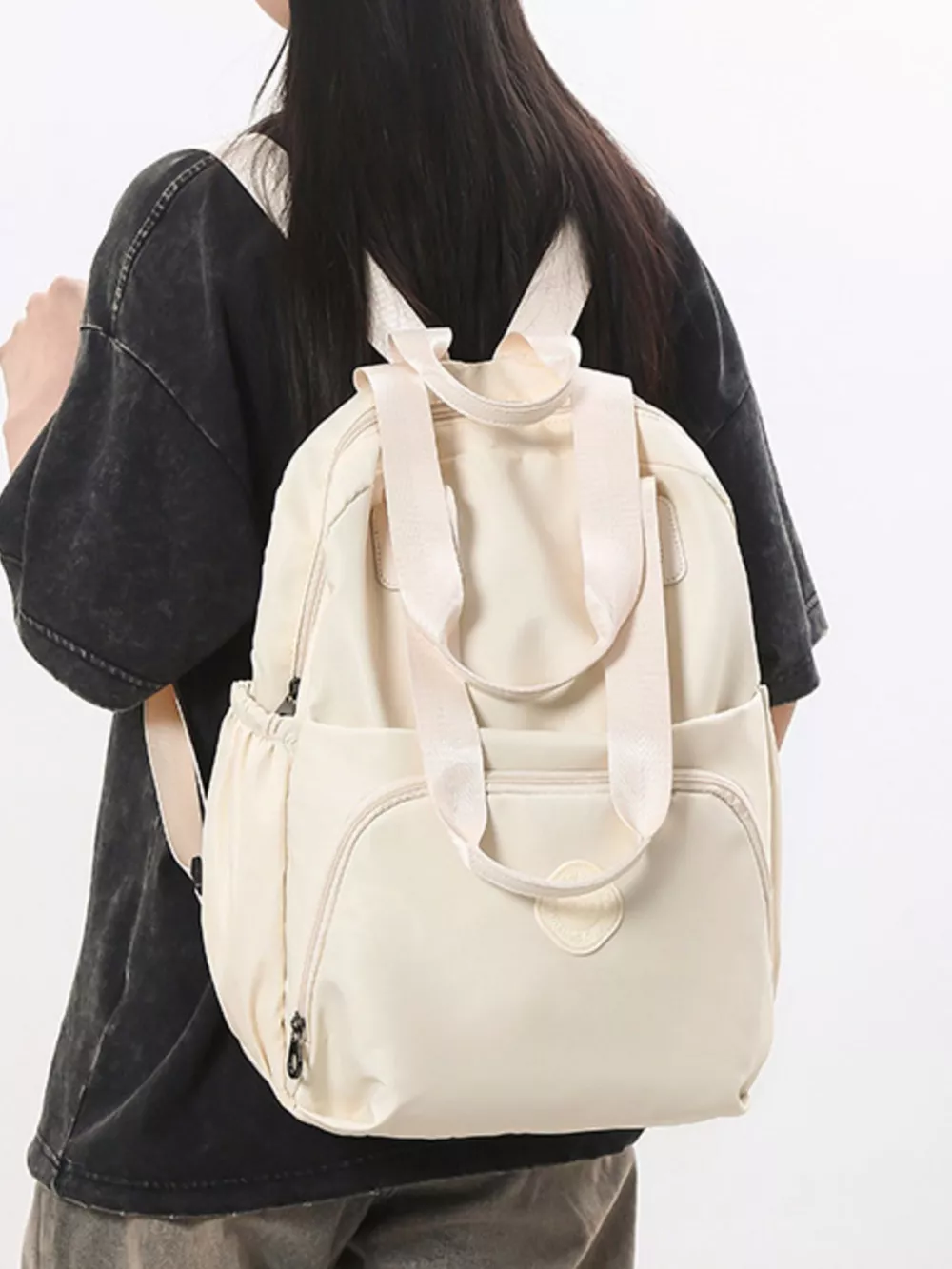 Lightweight Solid Color Backpack Bag, image 6