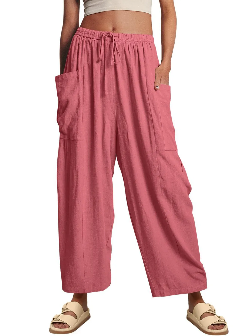 Full Size Wide Leg Pants with Pockets Plus Size, image 3