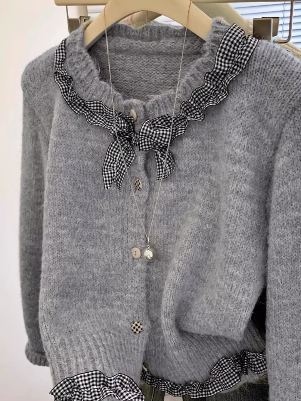 Ruffle Trim Button Up Cardigan, image 5