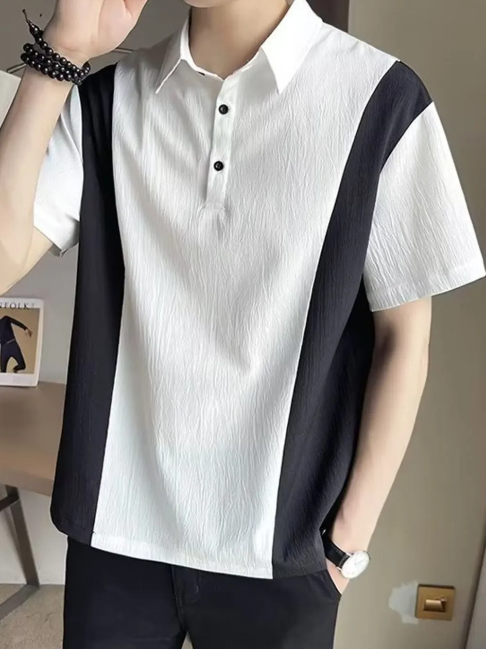 Men's Plus Size Contrast Short Sleeve Polo, image 2