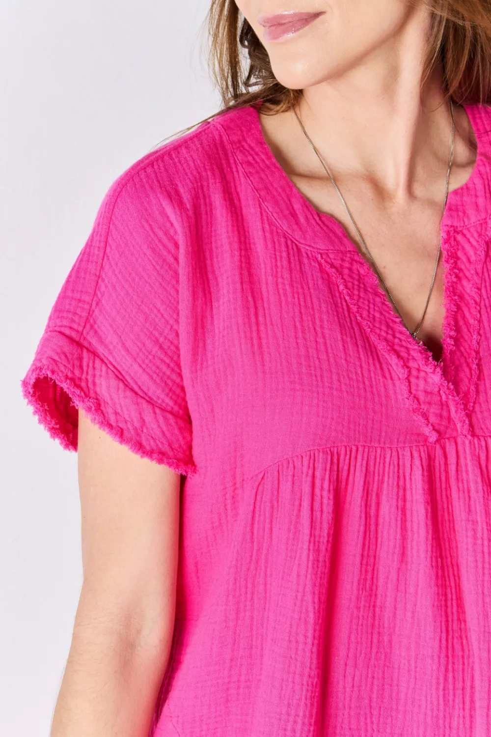 Full Size Raw Hem Short Sleeve Top, image 5