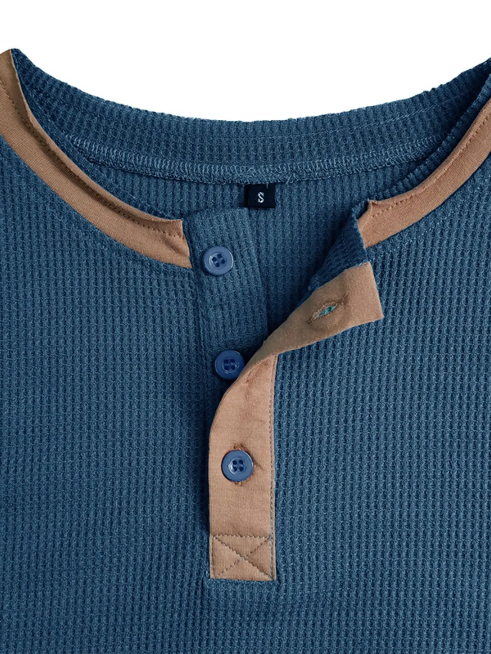 Men's Full Size Contrast Stitch Henley Polo Shirt Plus Size, image 6