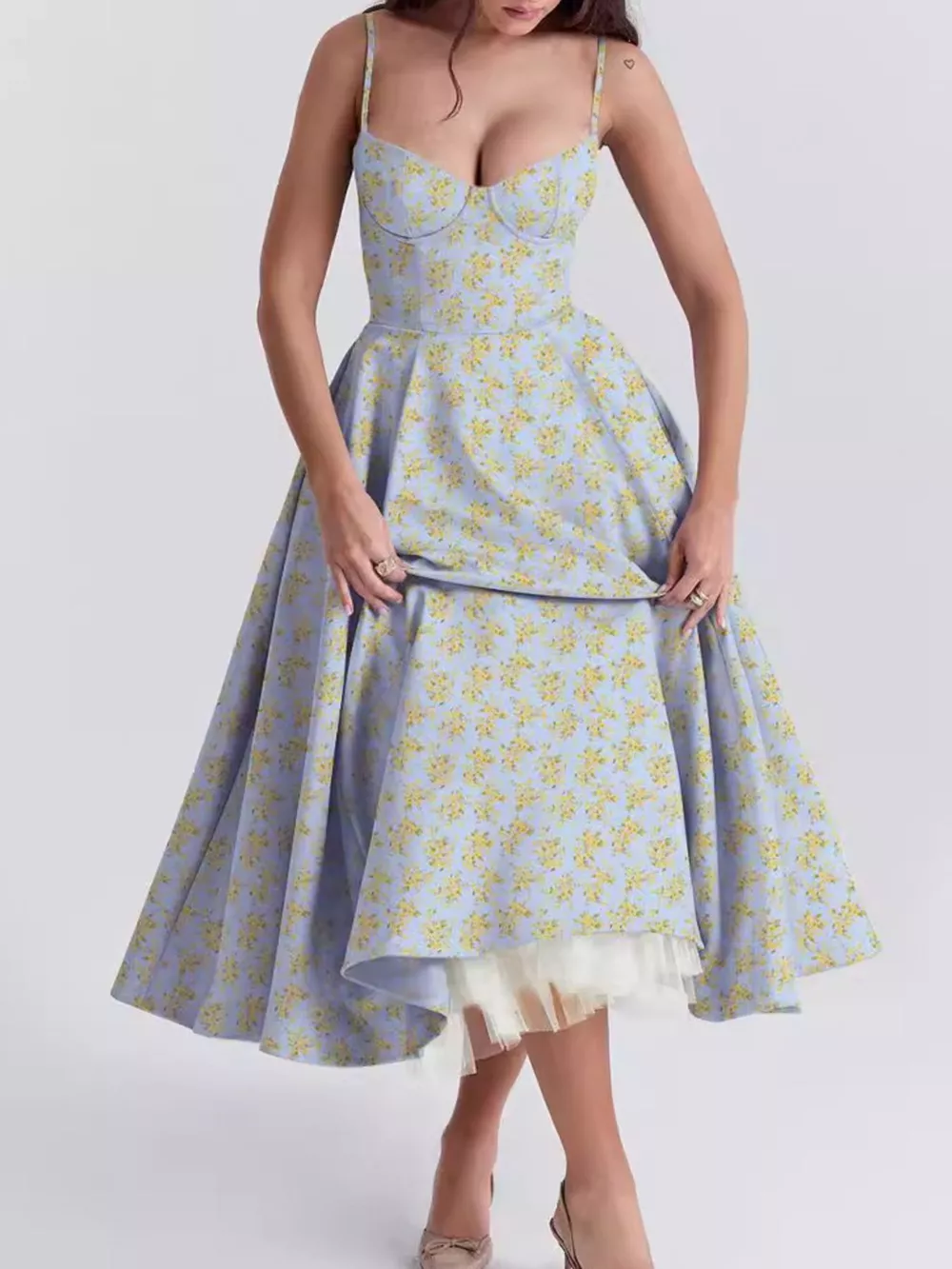 Sweetheart Neck A-Line Midi Dress, image 12