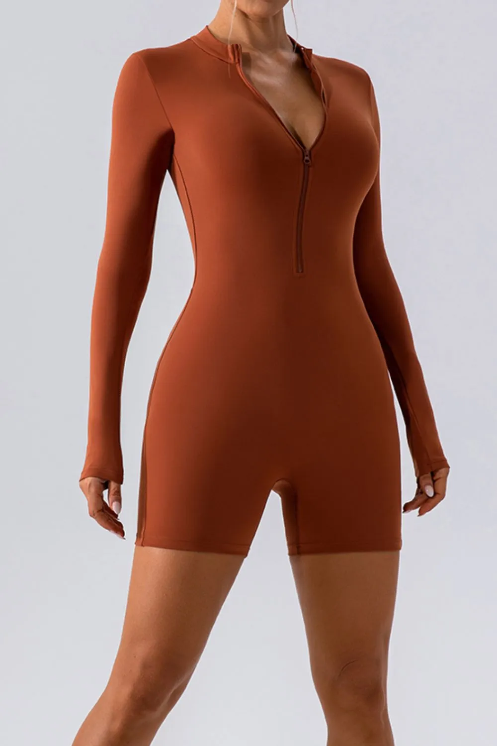 Half Zip Long Sleeve Active Romper, image 4