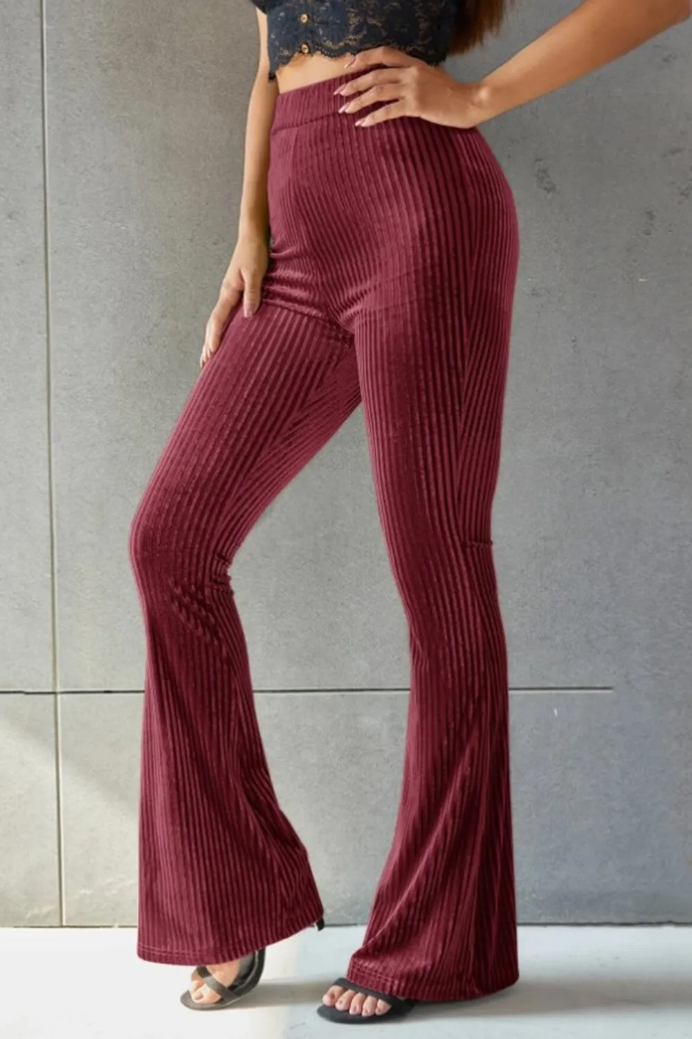 Ribbed High Waist Flare Pants, image 12