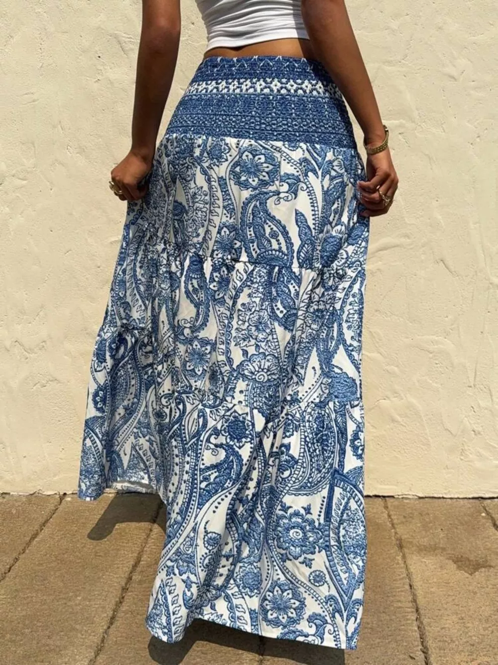 Printed High Waist Maxi Skirt, image 3