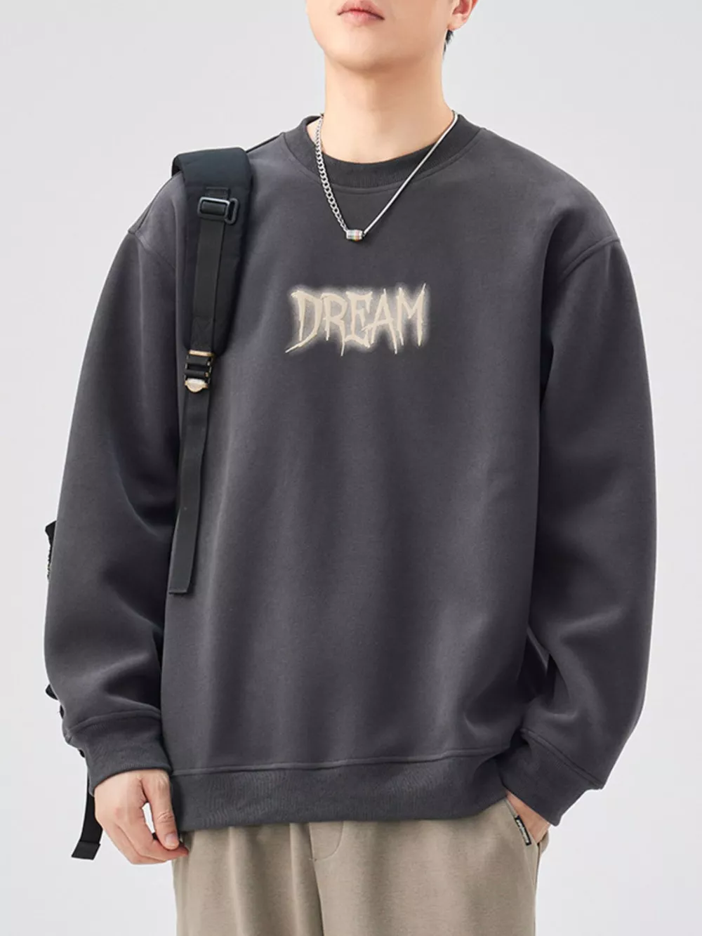 Men's Plus Size Crew Neck Dropped Shoulder Sweatshirt, image 10