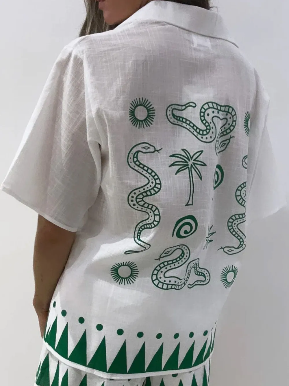 Printed Button Down Shirt and Shorts Set, image 11