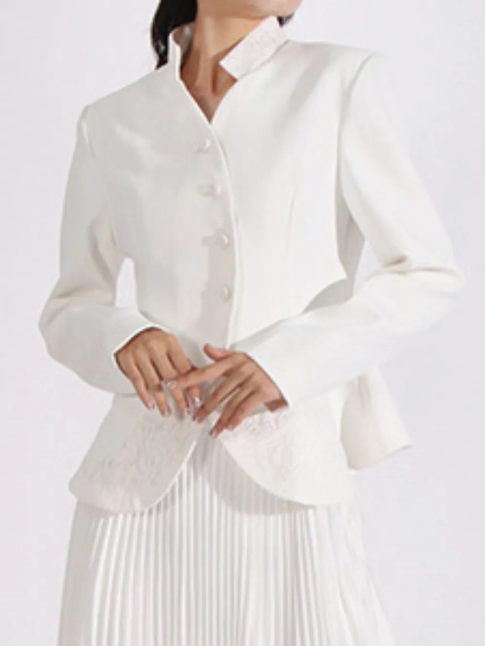 Button Up Long Sleeve Top and Pleated Skirt Set, image 10