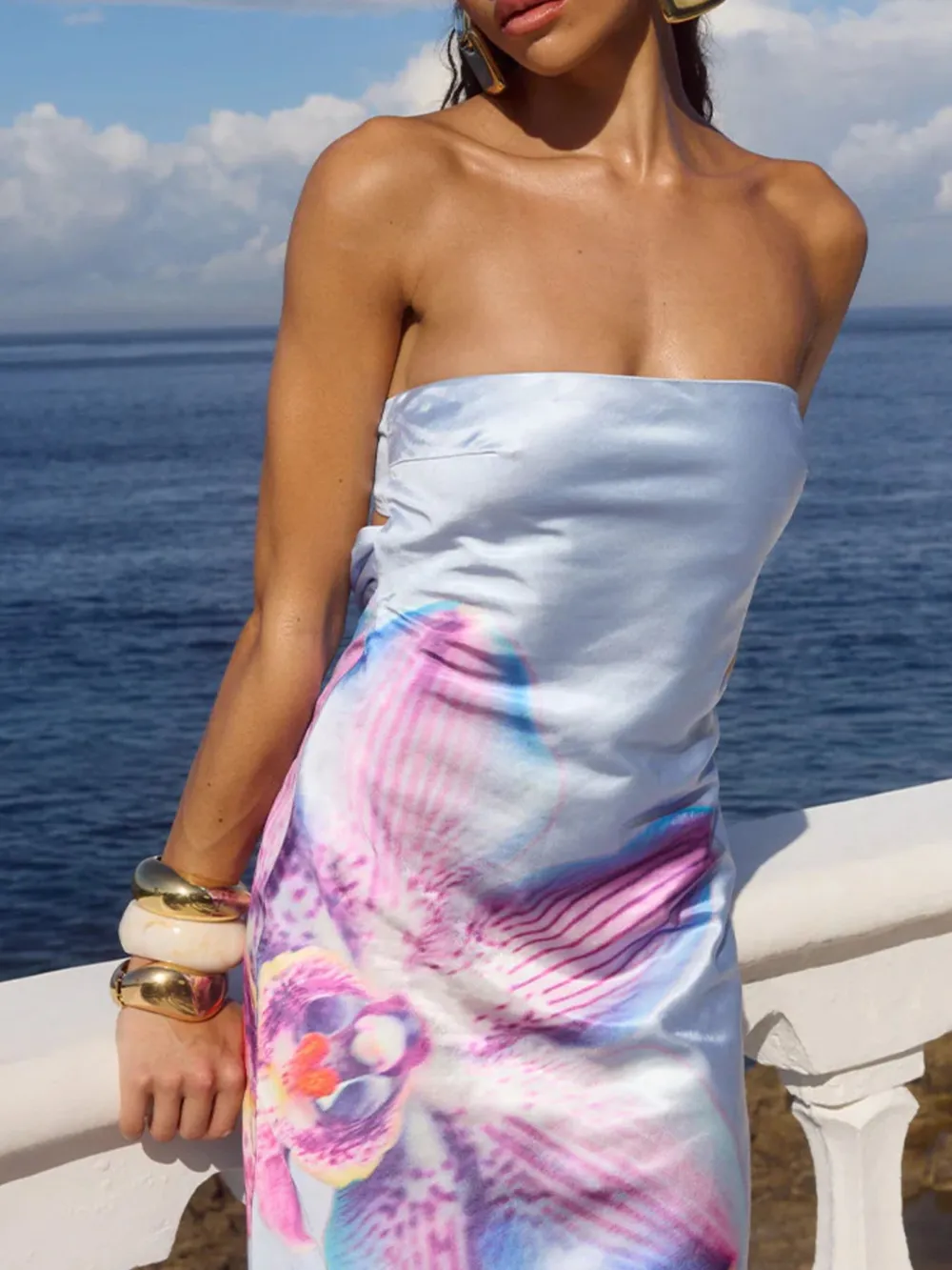 Printed Tube Maxi Dress, image 13