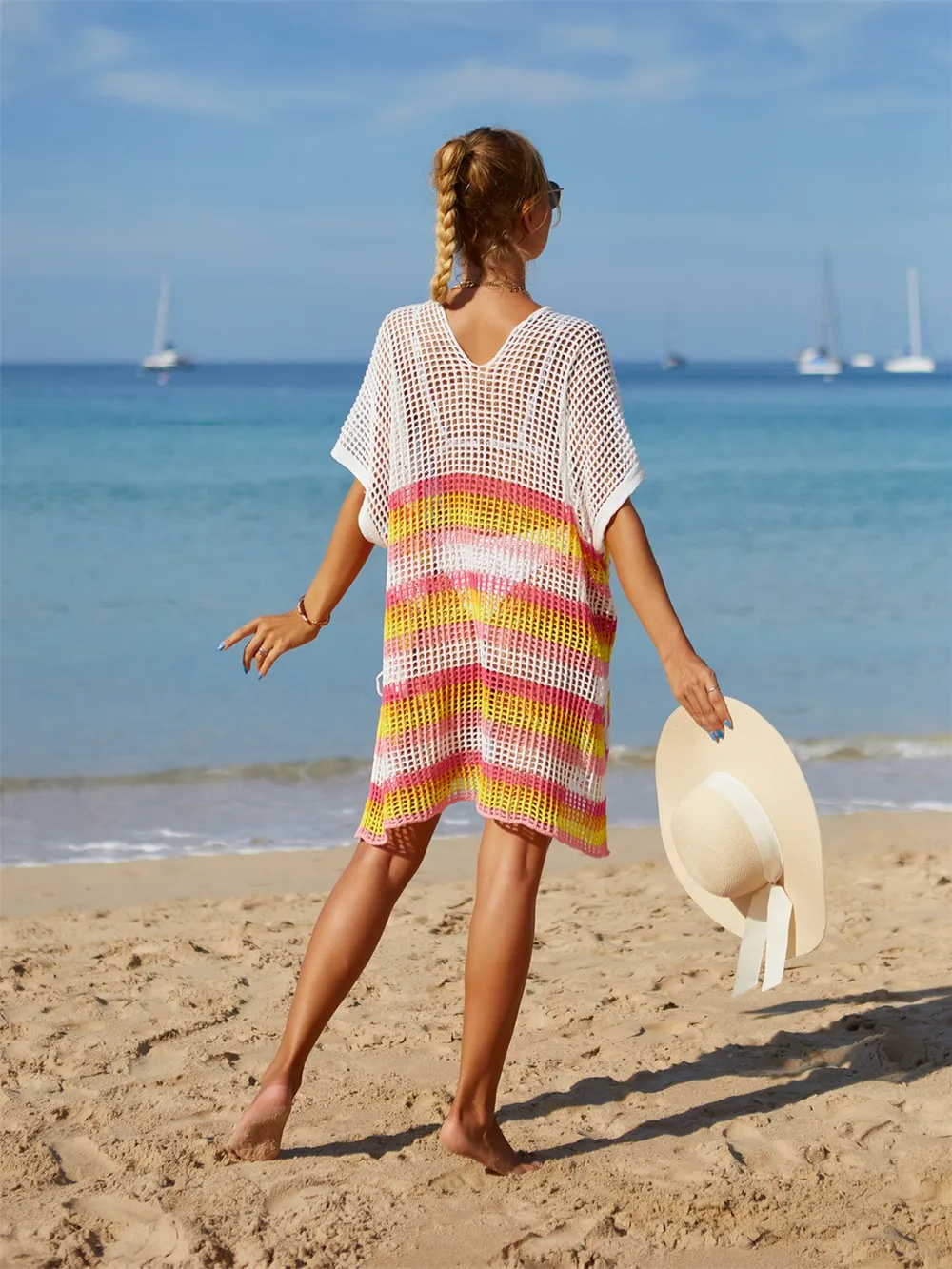 Cutout Striped Cover-Up with Tassel, image 9