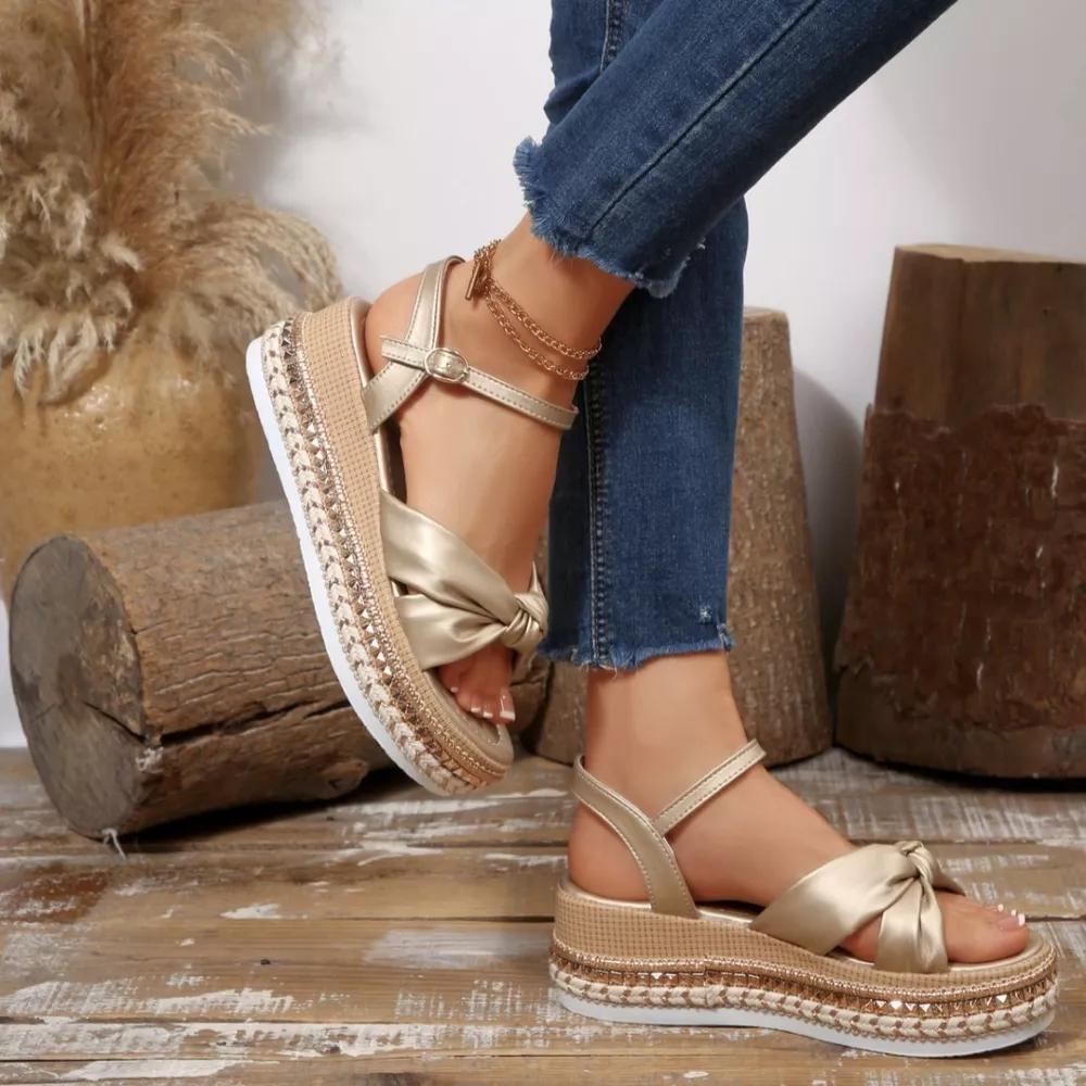 Bow Knot Platform Wedge Sandals, image 14