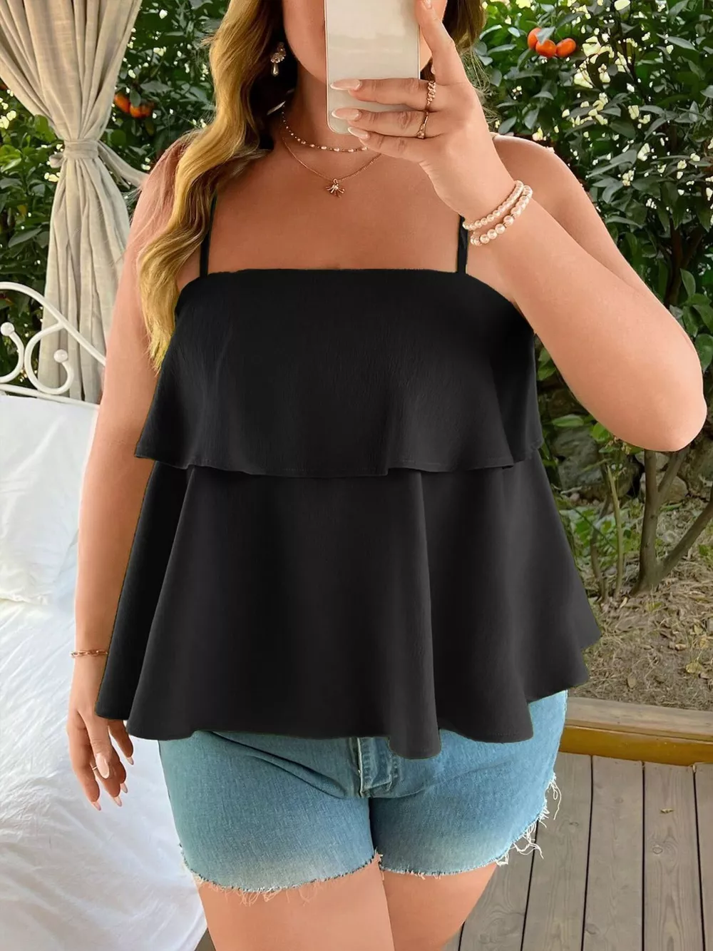 Plus Size Ruffle Hem Cami, image 4
