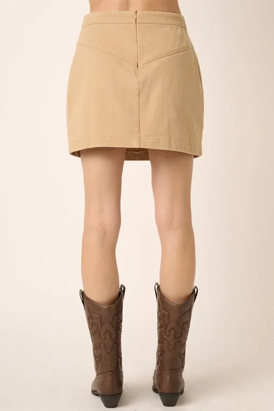 Zipper Back Twill Mini Skirt, image 4