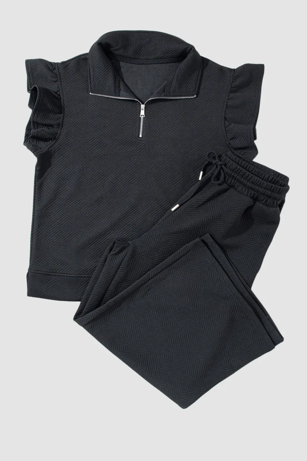 Ruffled Quarter Zip Top and Drawstring Pants Set, image 7
