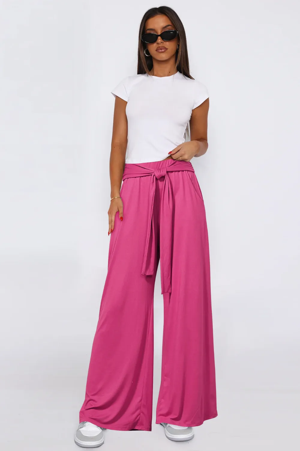Tied Wide Leg Pants with Pockets, image 9