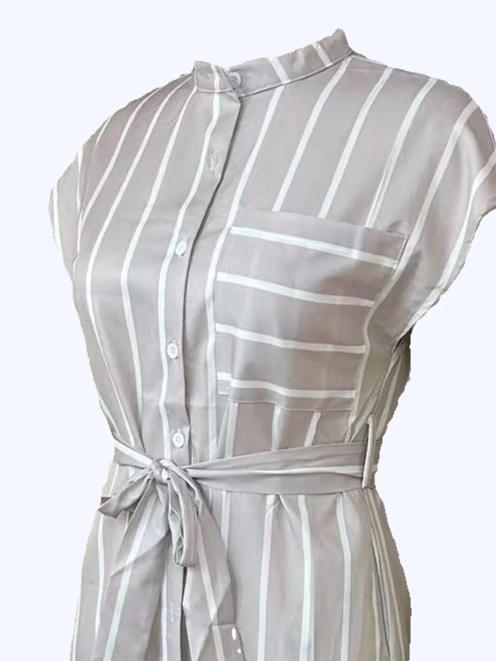Striped Tie Waist Short Sleeve Dress, image 7