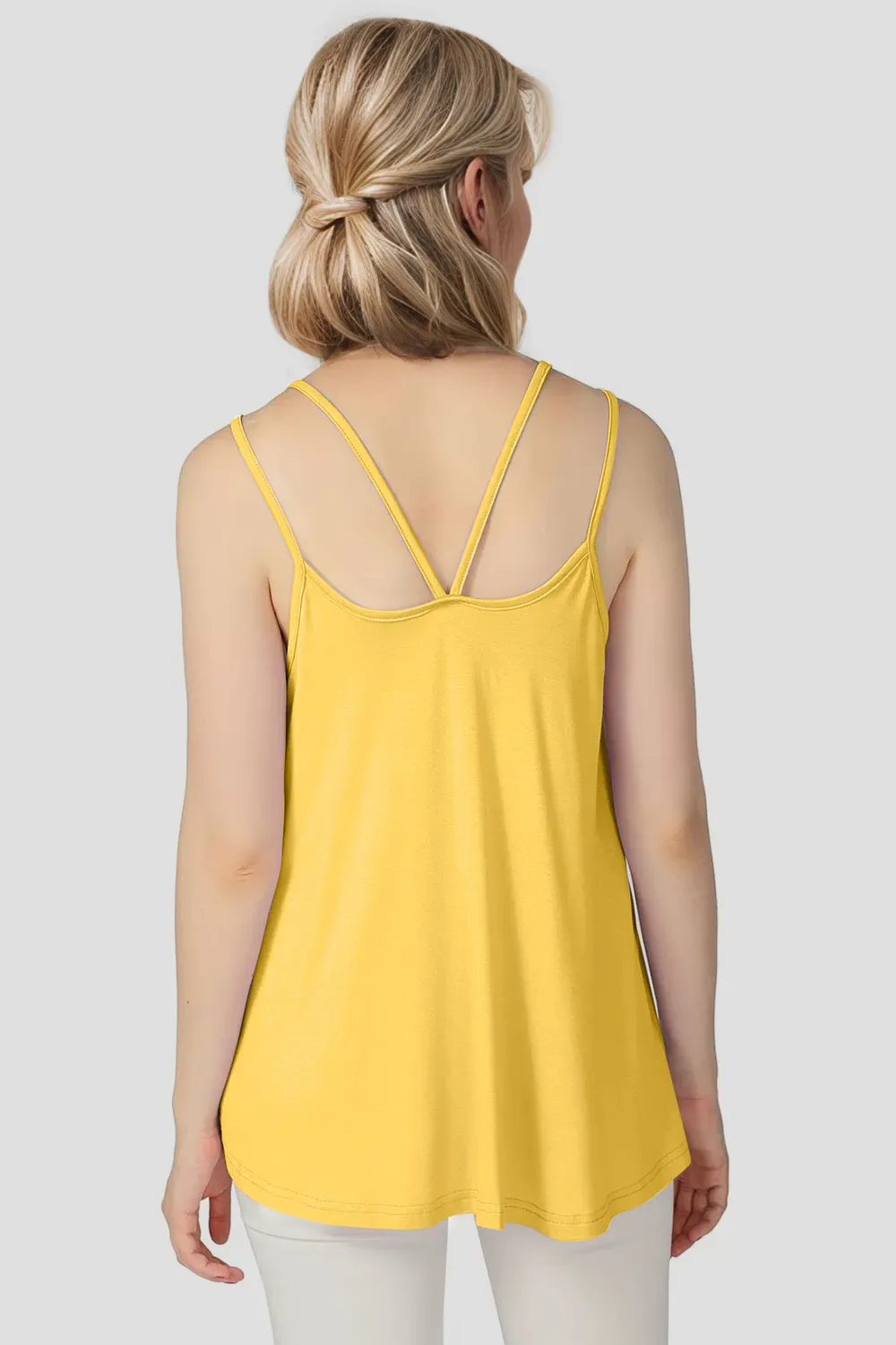 Bamboo Scoop Neck Double Spaghetti Straps Cami, image 11