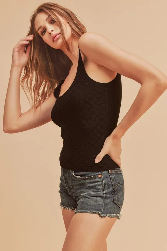 Scoop Neck Wide Strap Knit Tank, image 2