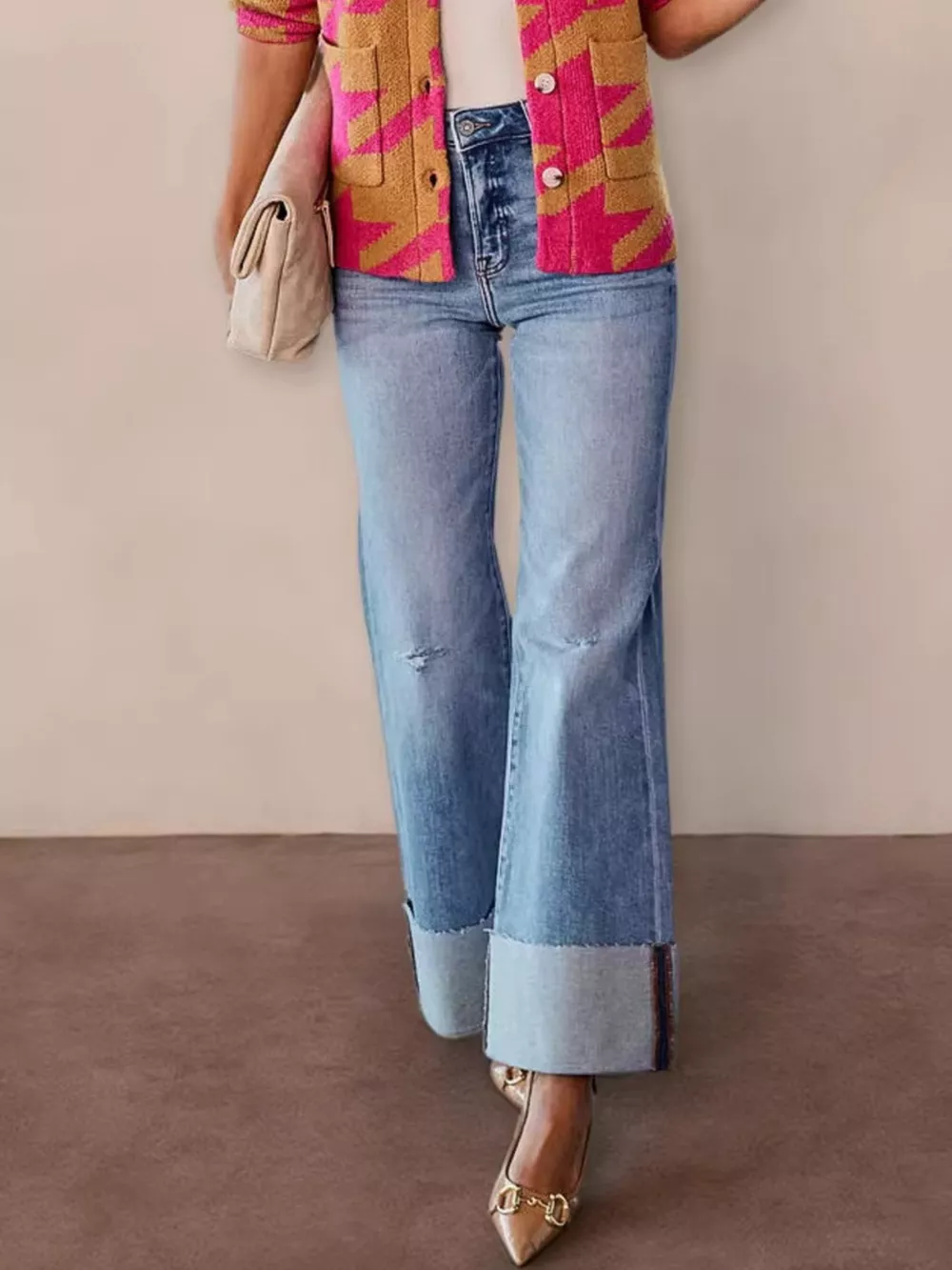 Distressed High-Waisted Flare Jeans, image 3