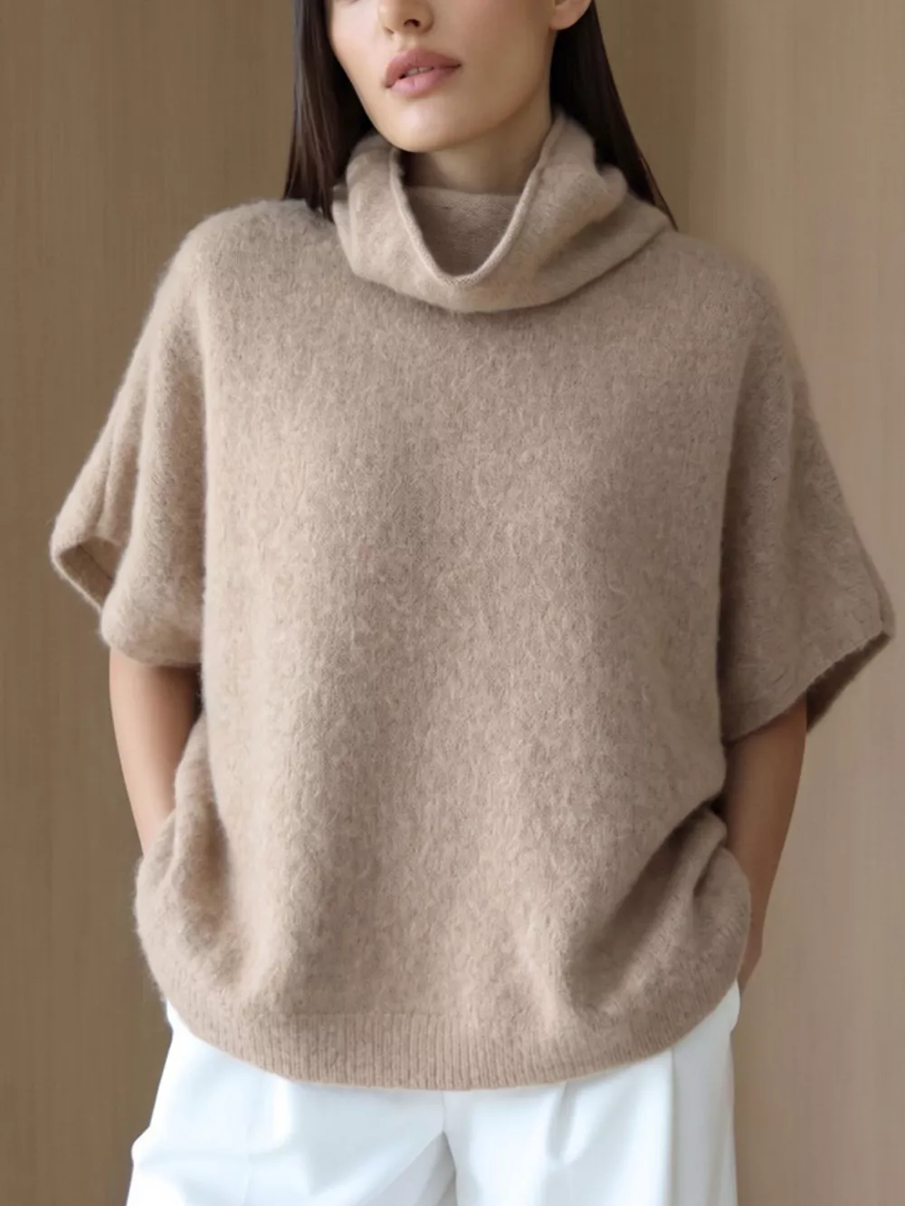 Turtleneck Fuzzy Short Sleeve Sweater, image 25
