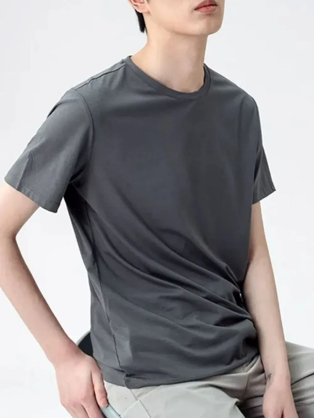 Men's Plus Size Round Neck Short Sleeve T-Shirt, image 3