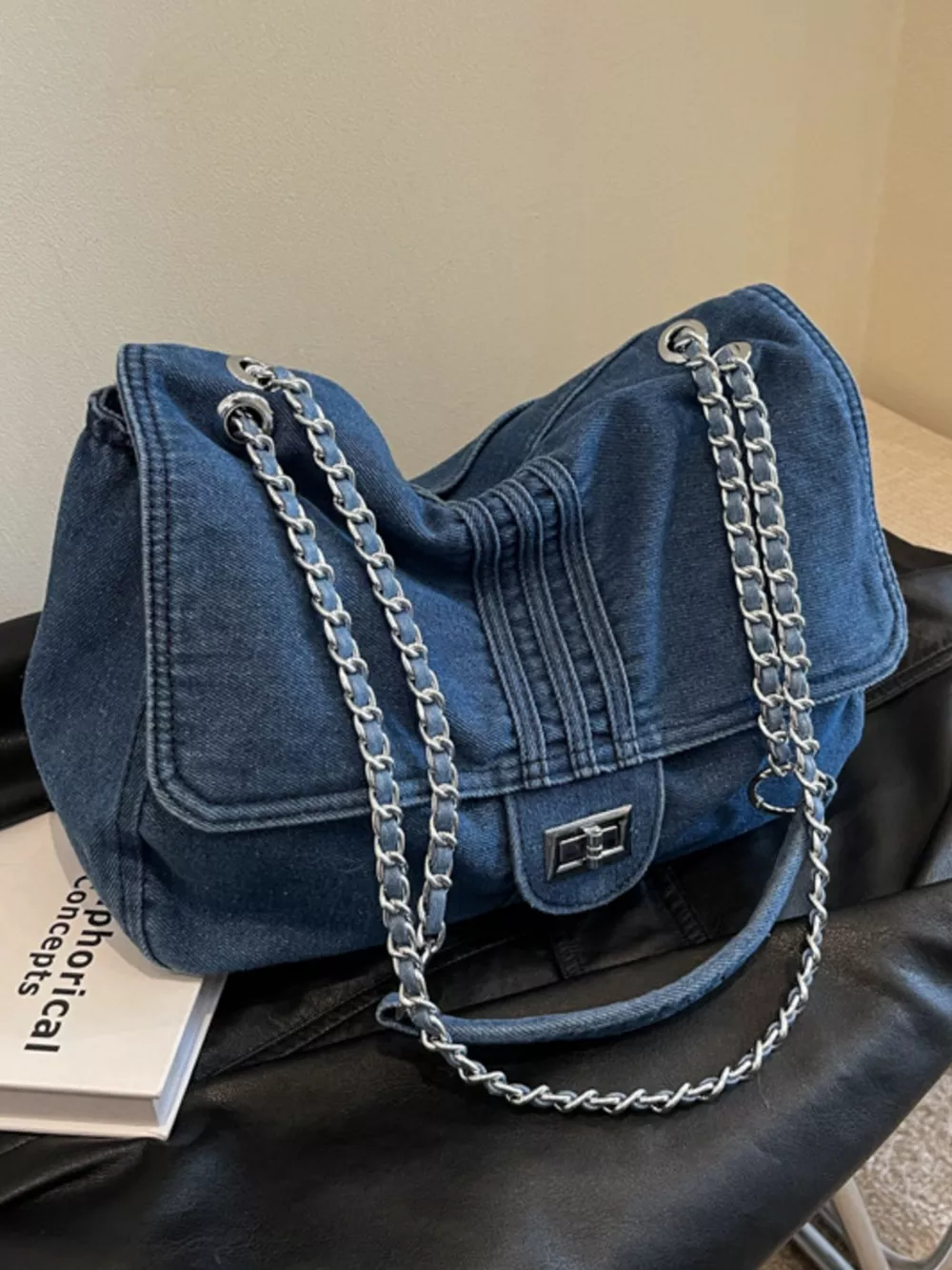 Denim Flap Chain Shoulder Bag, image 4