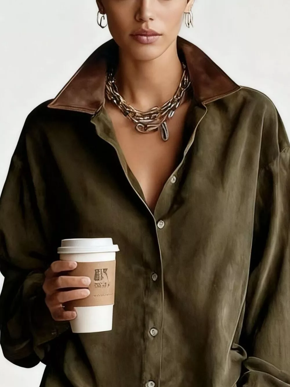 Contrast Collar Mini Shirt Dress, image 3