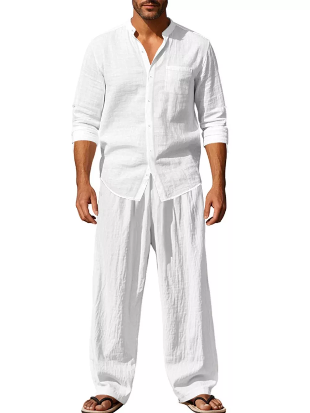 Men's Full Size Casual Button Up Shirt and Pants Plus Size, image 8