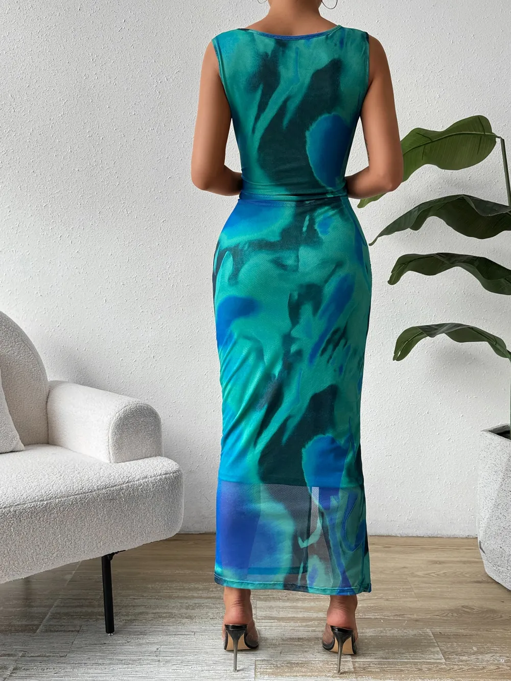 Slit Round Neck Midi Tank Dress, image 8