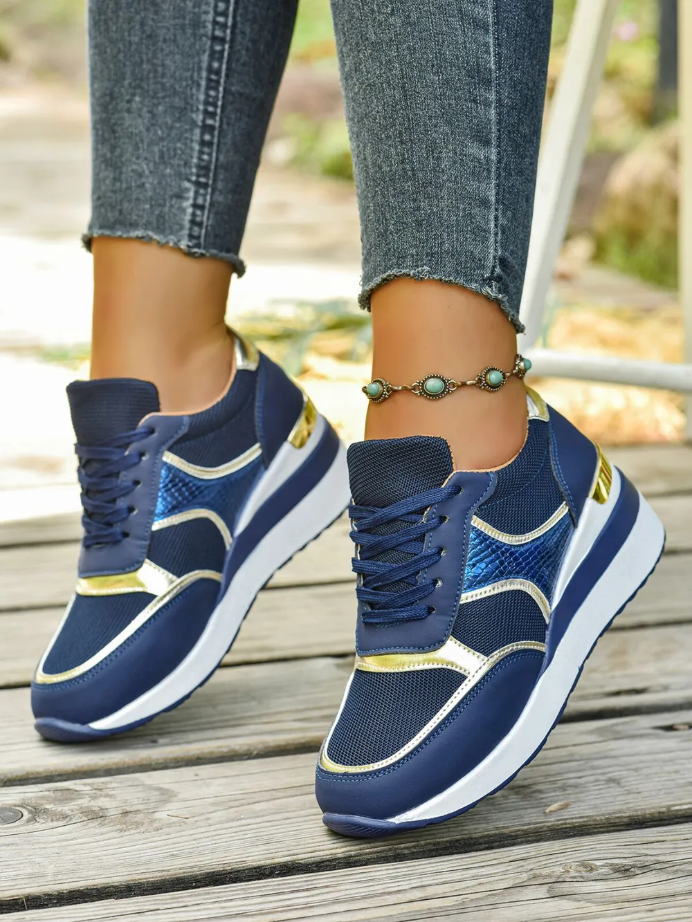 Lace Up Wedge Sneakers, image 3