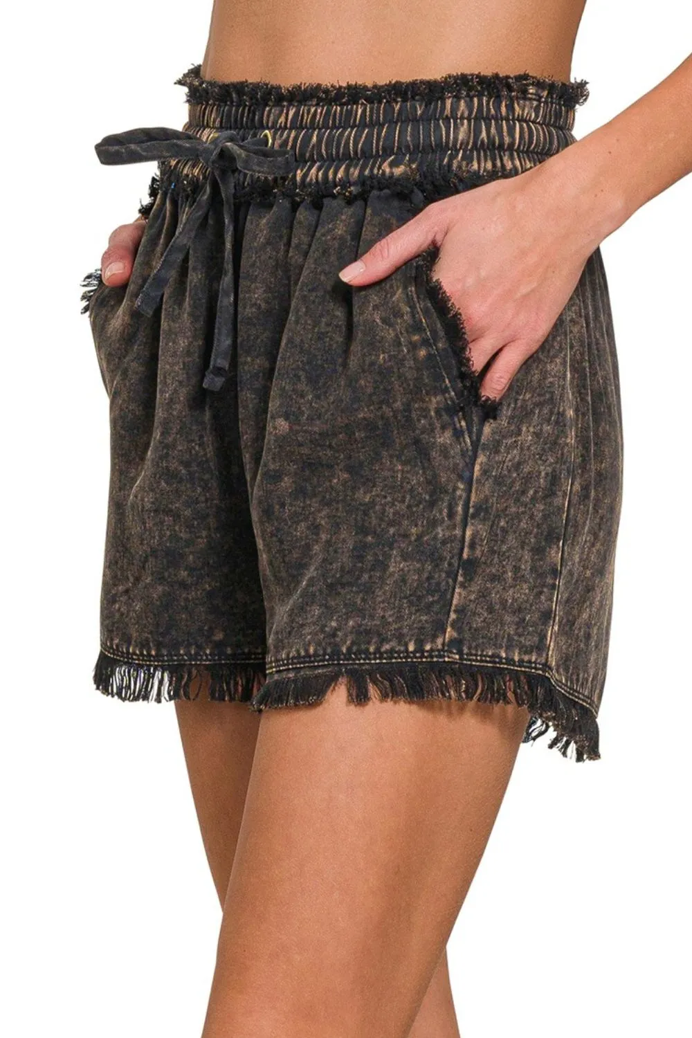 Mineral Frayed Hem Washed Shorts, image 2