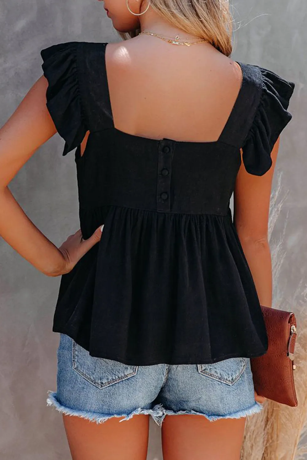 Full Size Ruffled Square Neck Cap Sleeve Blouse, image 10