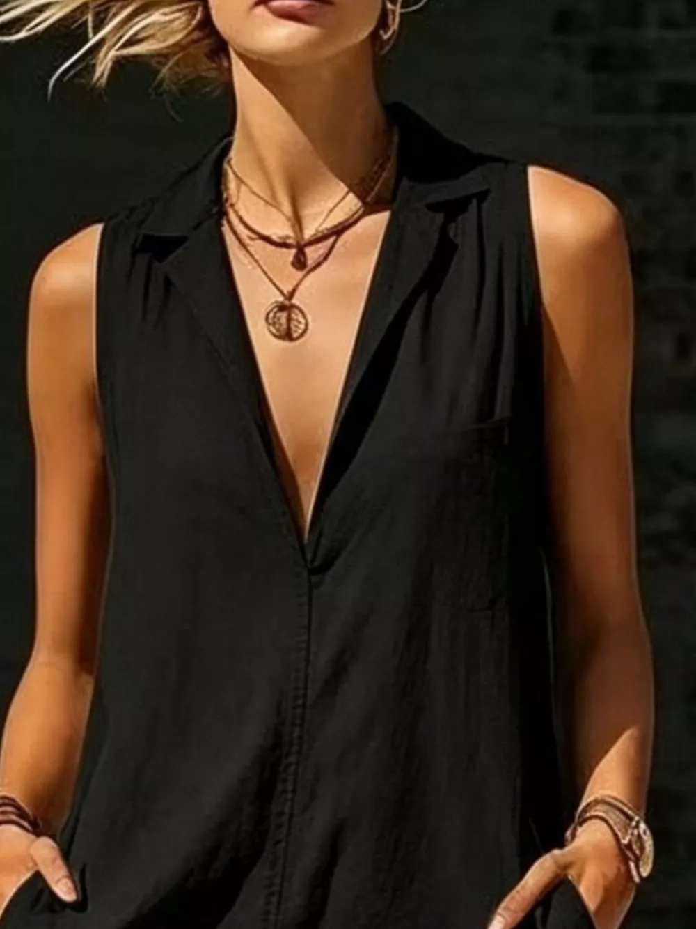 Sleeveless Maxi Dress with Side Pockets, image 5