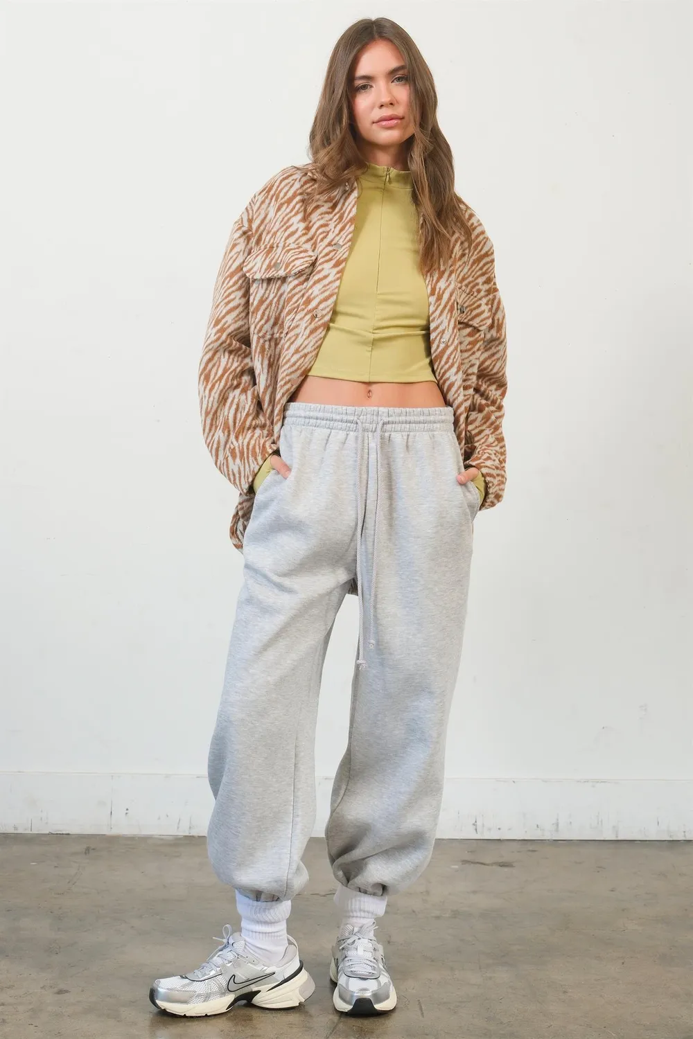 Zebra Print Snap Down Long Sleeve Shacket, image 4