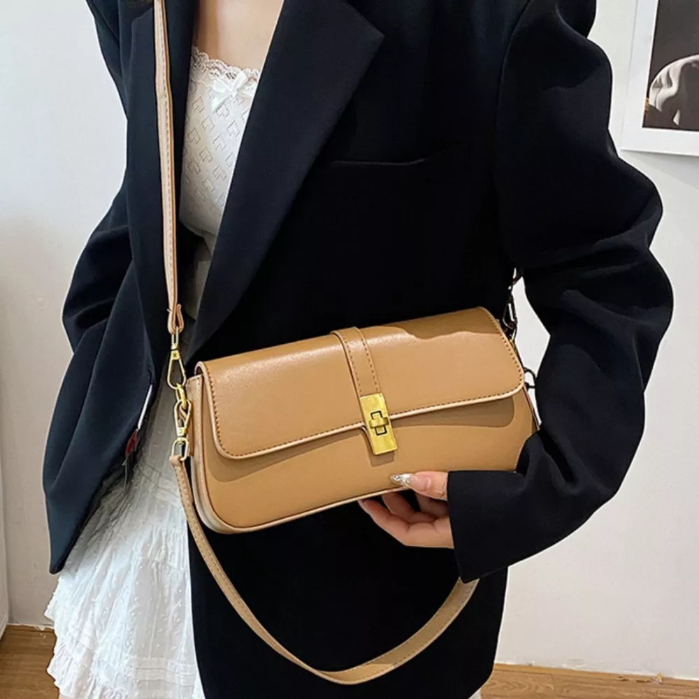 Rectangular Crossbody Bag with Golden Buckle, image 9