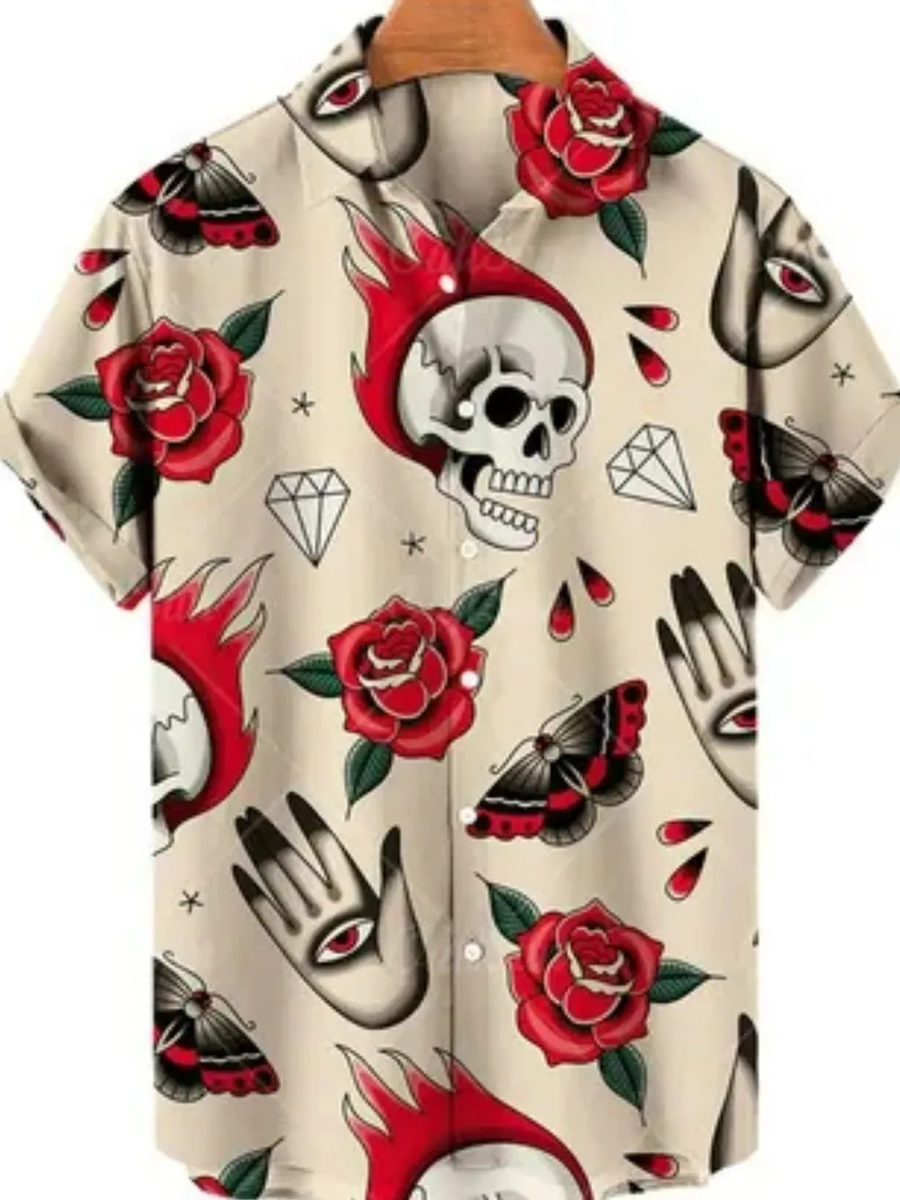 Men's Full Size Printed Button Up Short Sleeve Shirt Plus Size, image 2