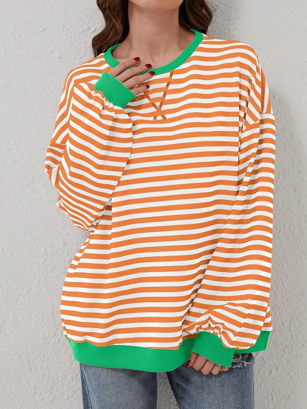 Contrast Striped Long Sleeve Sweatshirt, image 15
