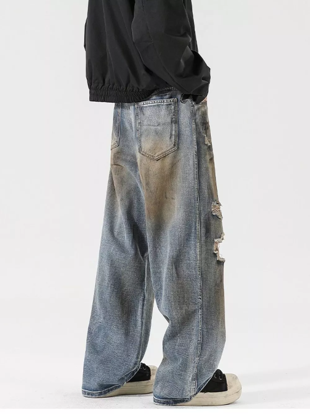 Men's Full Size Distressed Wide Leg Jeans Plus Size, image 3