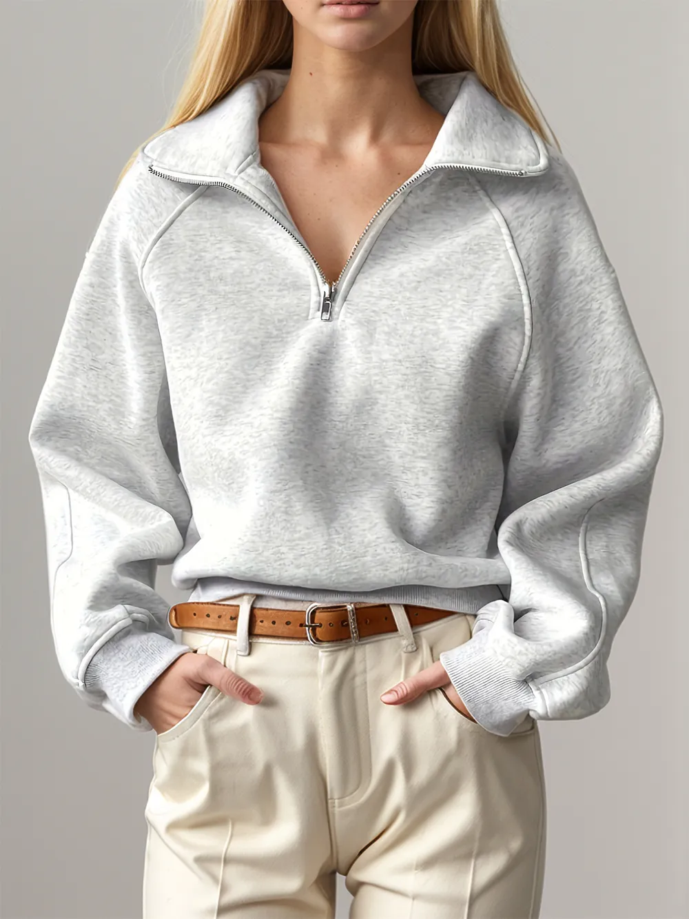 Half Zip Long Sleeve Sweatshirt, image 3