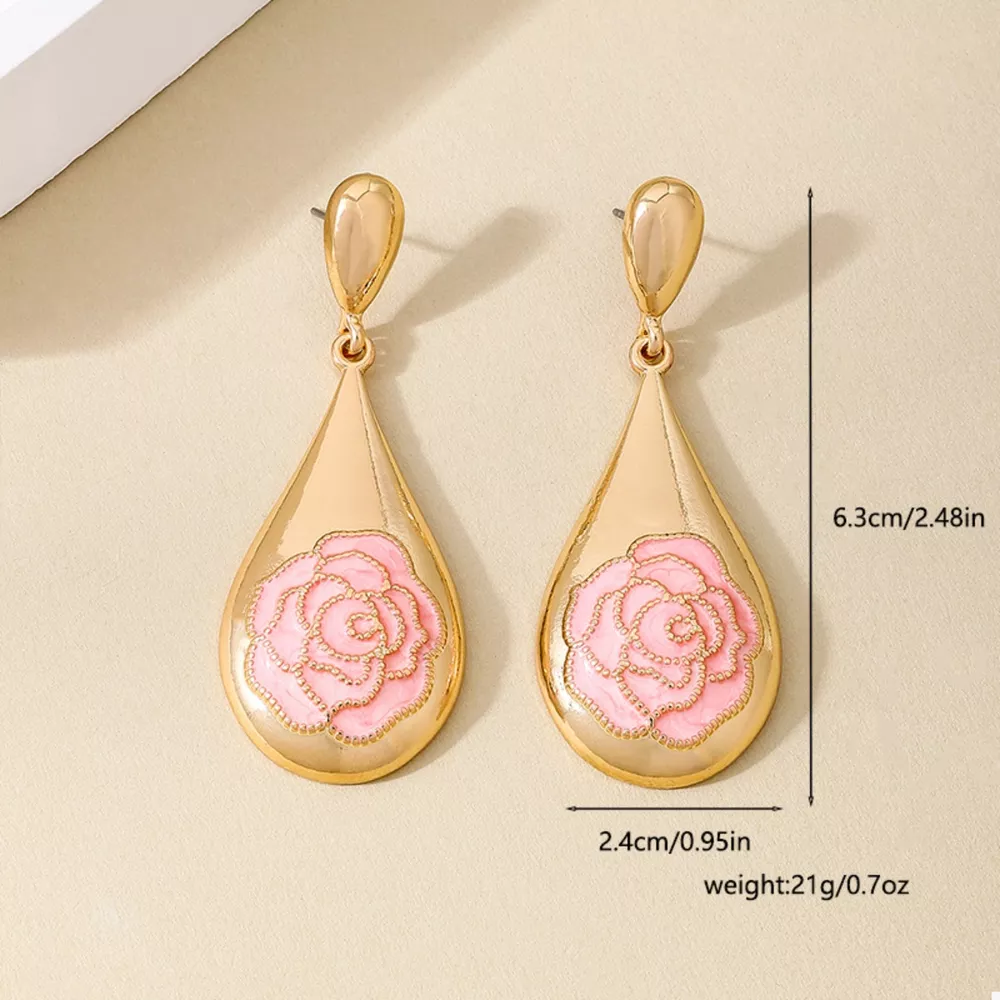 18K Gold-Plated Flower Teardrop Earrings, image 4