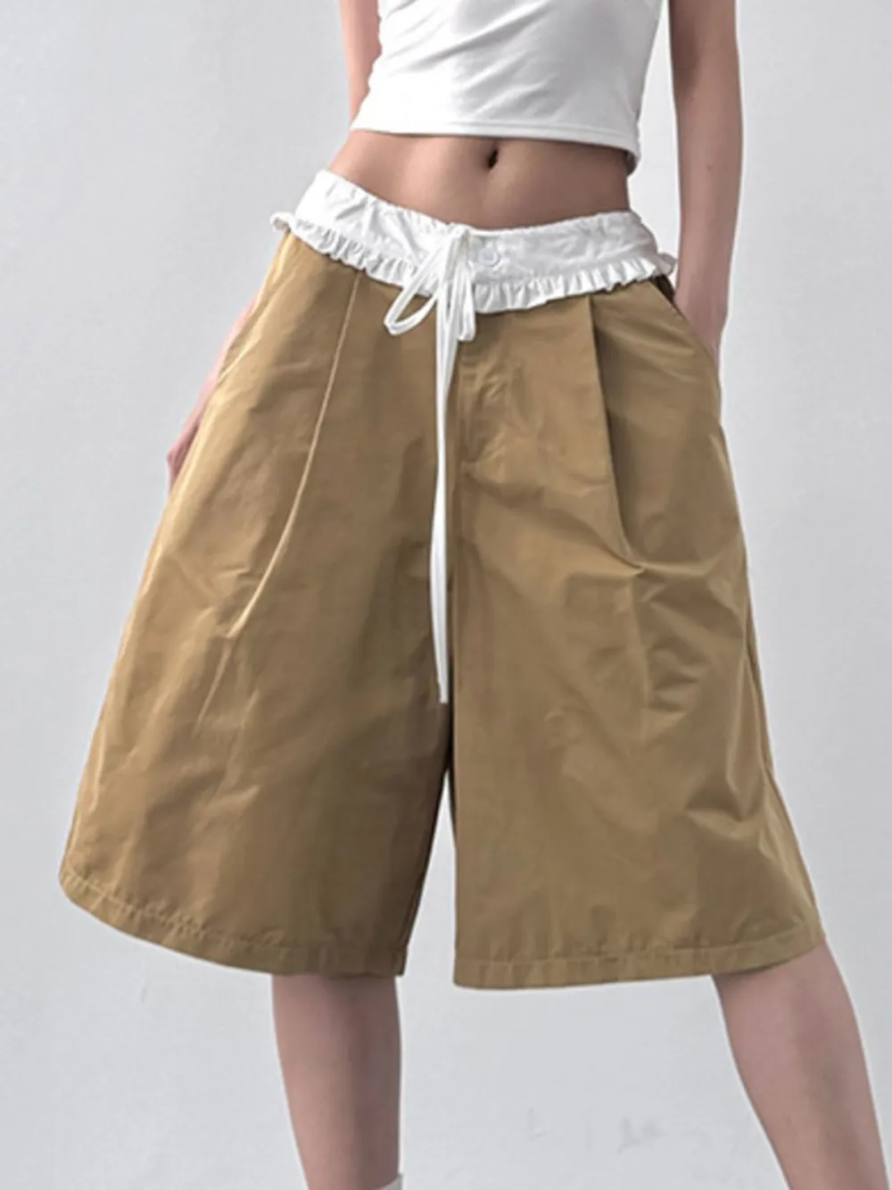 Contrast Waistband Wide-Leg Shorts, image 3
