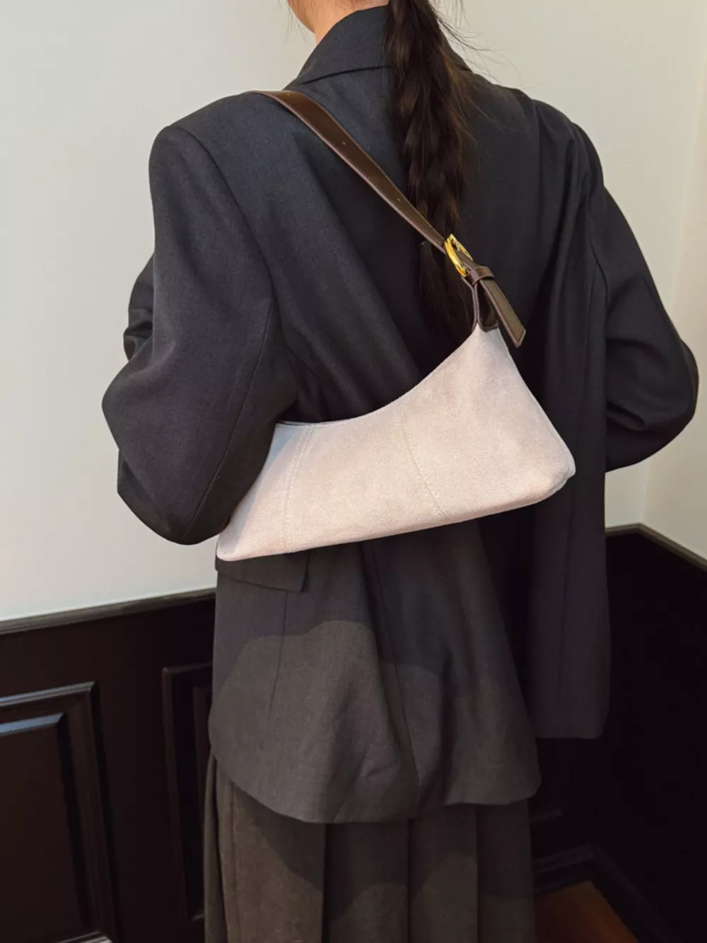 Vintage Suede Hobo Shoulder Bag, image 6