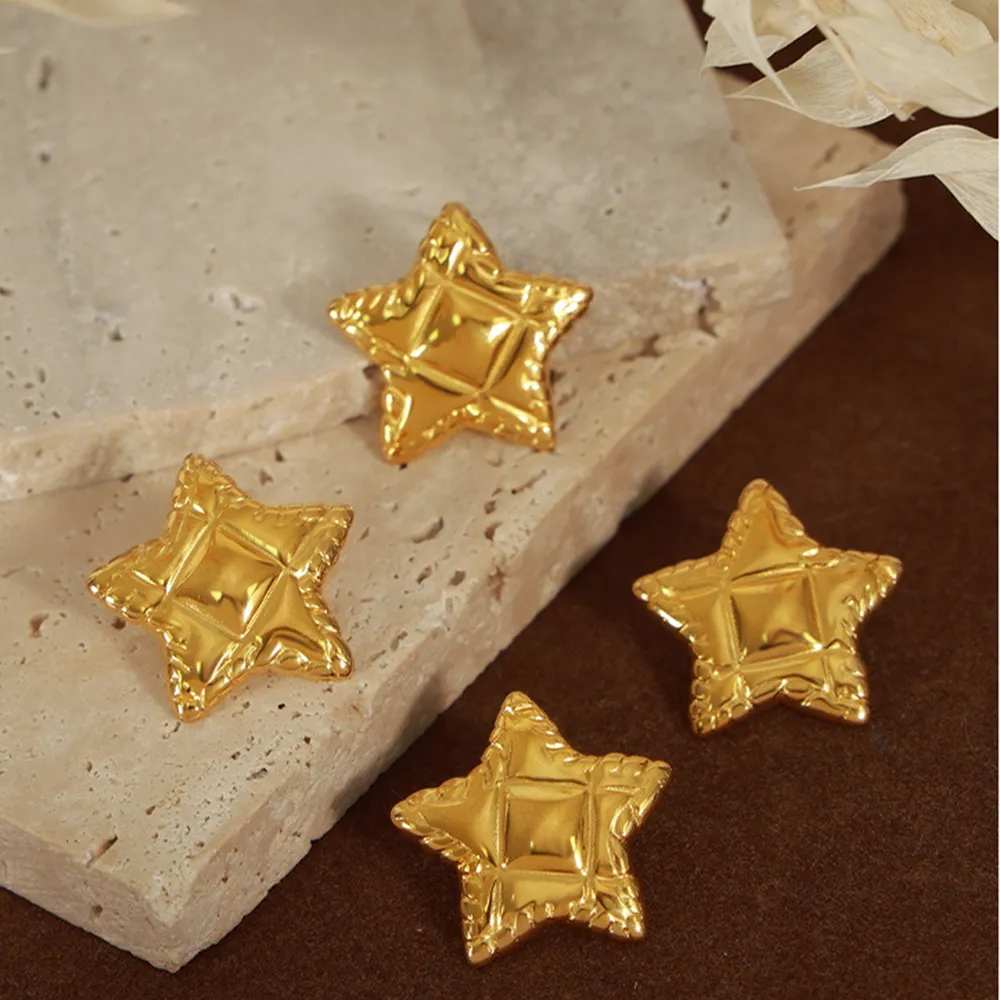 Titanium Steel Star Stud Earrings, image 3