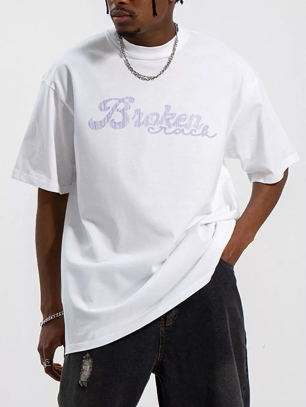 Men's Graphic Round Neck Oversized T-Shirt, image 4